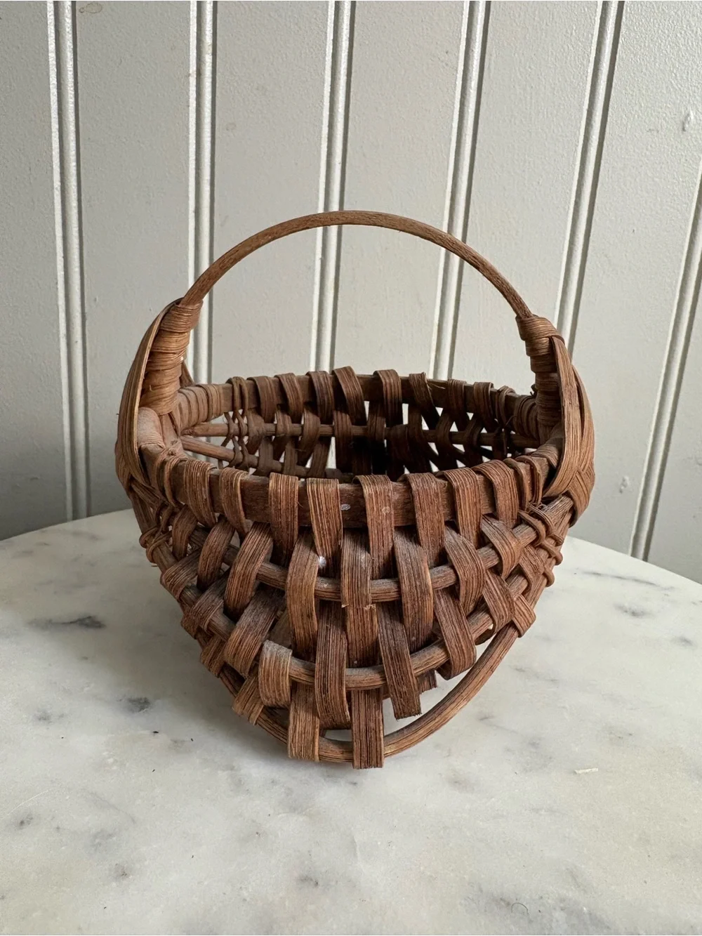 Vintage Miniature Eye of God Woven Buttocks Basket Brown Handmade VTG Grandma